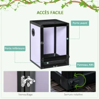 PawHut Terrarium vivarium boîte pour reptiles 32 x 32 x 46 cm avec passe-câble, fond en ABS, plateau amovible noir(m-6)