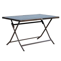 Outsunny Set Mobilier Pe Rattan Masa de Pranz cu 6 Scaune Pliabile de Gradina, Maro(m-7)