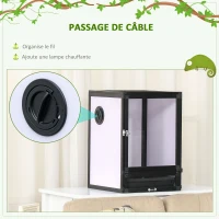 PawHut Terrarium vivarium boîte pour reptiles 32 x 32 x 46 cm avec passe-câble, fond en ABS, plateau amovible noir(m-5)