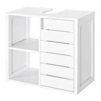 HOMCOM Meuble salle de bain sous lavabo suspendu mural - meuble sous-vasque - placard 1 porte avec étagère - double niche - dim. 60L x 30l x 54H cm - MDF blanc(m-1)