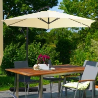 Outsunny 3m Overhanging Garden Parasol, with Cross Base - Beige(m-10)