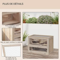 PawHut Cage pour hamsters souris petits rongeurs multi-équipements rampe plateformes toit ouvrant grillagé porte bois de sapin plexiglas(m-6)