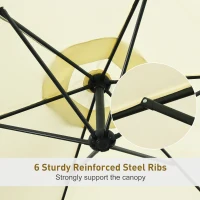 Outsunny 3m Overhanging Garden Parasol, with Cross Base - Beige(m-5)