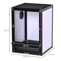 PawHut Terrarium vivarium boîte pour reptiles 32 x 32 x 46 cm avec passe-câble, fond en ABS, plateau amovible noir(m-3)