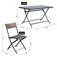 Outsunny Set Mobilier Pe Rattan Masa de Pranz cu 6 Scaune Pliabile de Gradina, Maro(m-3)
