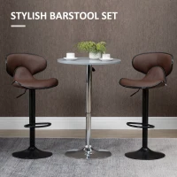 HOMCOM Adjustable Swivel Bar Stools Set of 2, Barstools with Footrest and Backrest, Steel Frame Gas Lift, for Kitchen Counter Dining Room, Brown(m-4)