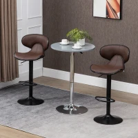 HOMCOM Adjustable Swivel Bar Stools Set of 2, Barstools with Footrest and Backrest, Steel Frame Gas Lift, for Kitchen Counter Dining Room, Brown(m-10)