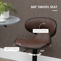 HOMCOM Adjustable Swivel Bar Stools Set of 2, Barstools with Footrest and Backrest, Steel Frame Gas Lift, for Kitchen Counter Dining Room, Brown(m-6)