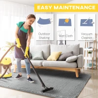 HOMCOM Grey Fluffy Rug, Shaggy Area Rugs Carpet for Living Room, Bedroom, Dining Room, 120x200 cm(m-7)