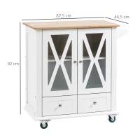 HOMCOM Küchenwagen Servierwagen rollbar Küchentrolley mit höhenverstellbaren Einlegeböden für Küche Wohnzimmer Esszimmer Küchenschrank Landhausstil MDF Natur+Weiß 87,5 x 44,5 x 92 cm(m-3)