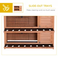 PawHut Rabbit Hutch Outdoor Guinea Pig Hutch Bunny Cage with No-Leak Trays and Divider, 136 x 50 x 93cm, Orange(m-6)