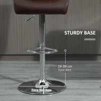 HOMCOM Set Of 2 PU Leather Tufted Bar Stools Chairs Dining Seats Adjustable Height Swivel w/ Footrest for Kitchen Counter Home Bar Brown(m-7)