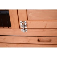 PawHut Rabbit Hutch Outdoor Guinea Pig Hutch Bunny Cage with No-Leak Trays and Divider, 136 x 50 x 93cm, Orange(m-9)