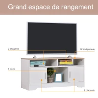 HOMCOM TV Stand Cabinet for TVs up to 50", TV Table Unit with Storage, Open Shelves and Cable Management, Modern TV Console for Living Room Bedroom, White(m-5)