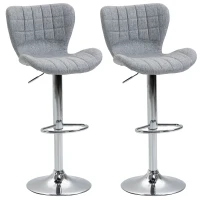 HOMCOM Bar Stools Set of 2 Swivel Stool Adjustable Height Bar Chairs with Footrest for Kitchen Dining Home Pub, Grey(m-1)