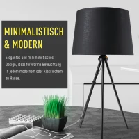 HOMCOM Tischleuchte Tischlampe E27-Fassung Nachttischlampe 40 W Metall Schwarz 30 x 30 x 60 cm(m-4)