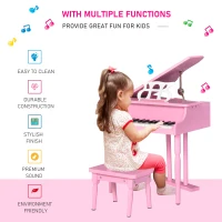 HOMCOM 30 Keys Mini Kids Piano for Child with Music Stand and Bench Best Gifts Toy(m-7)