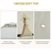 Outsunny 3 x 3 Meter Metal Gazebo Garden Outdoor 2-tier Roof Marquee Party Tent Canopy Pavillion Patio Shelter with Netting - Cream White(m-5)