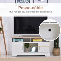 HOMCOM TV Stand Cabinet for TVs up to 50", TV Table Unit with Storage, Open Shelves and Cable Management, Modern TV Console for Living Room Bedroom, White(m-6)