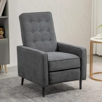HOMCOM Fauteuil inclinable fauteuil de salon relax Dossier capitonné en Tissu avec Repose-Pieds réglable - Aspect Lin Gris(m-2)