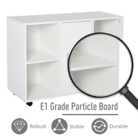 Vinsetto Mobile Office File Cabinet, Lateral Stationery Storage Cabinet, Printer Stand Unit with Wheels, Open Compartment and Cupboard, White(m-6)