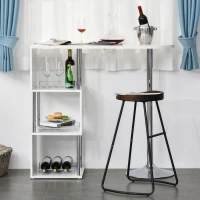 HOMCOM Tavolo Alto da Bar e Cucina 3 Mensole e Porta Bottiglie, Consolle da Ingresso Stile Moderno in Metallo e MDF, Bianco(m-2)