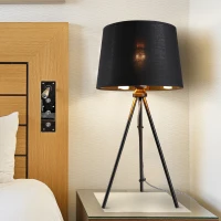 HOMCOM Tafellamp E27 fitting nachtkastlamp 40 W metaal zwart / wit(m-10)