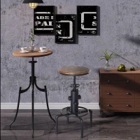 HOMCOM Vintage Industrial Bar Stool Height Adjustable Swivel Kitchen Dining Stool Chair Round Natural Pinewood Seat Metal Footrest (Type F)(m-11)