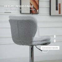HOMCOM Bar Stools Set of 2 Swivel Stool Adjustable Height Bar Chairs with Footrest for Kitchen Dining Home Pub, Grey(m-4)