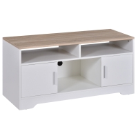 HOMCOM TV Stand Cabinet for TVs up to 50", TV Table Unit with Storage, Open Shelves and Cable Management, Modern TV Console for Living Room Bedroom, White