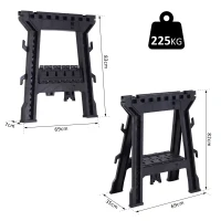 DURHAND 2 PCS Foldable Clamping Sawhorse Trestle Twin Support Bars Cutting Stands Workbench 455kg(m-3)