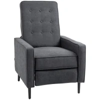 HOMCOM Fauteuil inclinable fauteuil de salon relax Dossier capitonné en Tissu avec Repose-Pieds réglable - Aspect Lin Gris(m-1)
