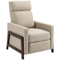 HOMCOM Poltrona Relax con Reclinazione Manuale, Poggiapiedi e Rivestimento in Microfibra, Beige(m-11)