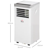 HOMCOM Climatiseur portable 9.000 BTU/h - ventilateur, déshumidificateur - réfrigérant naturel R290 - capacité de couv. max. de 18 m² - télécommande - débit d'air 360 m³/h - blanc(m-3)