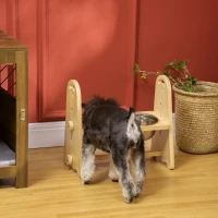 PawHut Raised Dog Bowls with Stand Adjustable Raised Pet Feeder with 2 Removable Stainless Steel Bowls for Small to Extra Large Dogs, Natural(m-2)