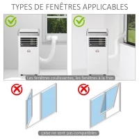 HOMCOM Climatiseur portable 9.000 BTU/h - ventilateur, déshumidificateur - réfrigérant naturel R290 - capacité de couv. max. de 18 m² - télécommande - débit d'air 360 m³/h - blanc(m-9)