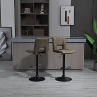 HOMCOM Set 2 Sgabelli da Bar Alti Girevoli con Schienale e Poggiapiedi, Sgabelli da Cucina Stile Vintage con Altezza Regolabile, 41.5x51x94-115cm, Cachi(m-2)