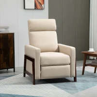HOMCOM Poltrona Relax con Reclinazione Manuale, Poggiapiedi e Rivestimento in Microfibra, Beige(m-10)