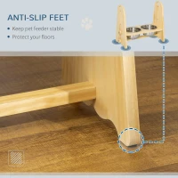 PawHut Raised Dog Bowls with Stand Adjustable Raised Pet Feeder with 2 Removable Stainless Steel Bowls for Small to Extra Large Dogs, Natural(m-7)