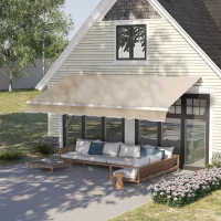 Outsunny Perdea Soare Infasurata pentru Extern in Poliester si Aluminiu, Bej, 365x250cm(m-2)