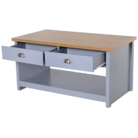 HOMCOM Masuta de cafea cu 2 sertare, din MDF, 99x55x50.5cm, Gri(m-4)