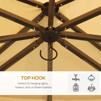 Outsunny 4 x 3(m) Patio Metal Gazebo, Garden Canopy Shelter with Double Tier Roof, Removable Netting and Curtains Marquee Tent, Khaki(m-7)