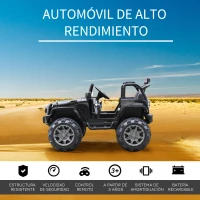 HOMCOM Coche Eléctrico Todoterreno con Mando a Distancia MP3 Luces y Sonidos Apertura de Puerta Batería 12V Control Remoto Carga 30kg para Niños +3 Años 128x78x76cm(m-4)