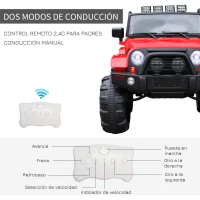 HOMCOM Coche Eléctrico Todoterreno con Mando a Distancia MP3 Luces y Sonidos Apertura de Puerta Batería 12V Control Remoto Carga 30kg para Niños +3 Años 128x78x76cm(m-6)