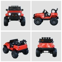 HOMCOM Coche Eléctrico Todoterreno con Mando a Distancia MP3 Luces y Sonidos Apertura de Puerta Batería 12V Control Remoto Carga 30kg para Niños +3 Años 128x78x76cm(m-9)