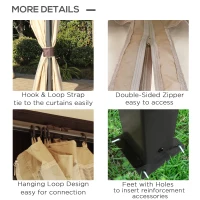 Outsunny 4 x 3(m) Patio Metal Gazebo, Garden Canopy Shelter with Double Tier Roof, Removable Netting and Curtains Marquee Tent, Khaki(m-6)