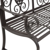 Outsunny Panchina da Giardino Verniciatura a Polvere Doppio Sedile per Giardino, Parco, Cortile in Ferro, Marrone 118 x 60 x 94cm marrone(m-7)