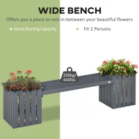 Outsunny 2 Seater Wooden Garden Planter & Bench Combination, Planter Box with Garden Bench for Patio, Park and Deck, 192 x 43 x 50 cm, Grey(m-4)