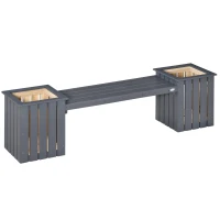 Outsunny 2 Seater Wooden Garden Planter & Bench Combination, Planter Box with Garden Bench for Patio, Park and Deck, 192 x 43 x 50 cm, Grey(m-1)