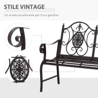 Outsunny Panchina da Giardino Verniciatura a Polvere Doppio Sedile per Giardino, Parco, Cortile in Ferro, Marrone 118 x 60 x 94cm marrone(m-4)